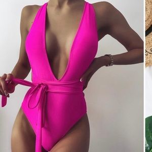 Hot pink sexy one-piece